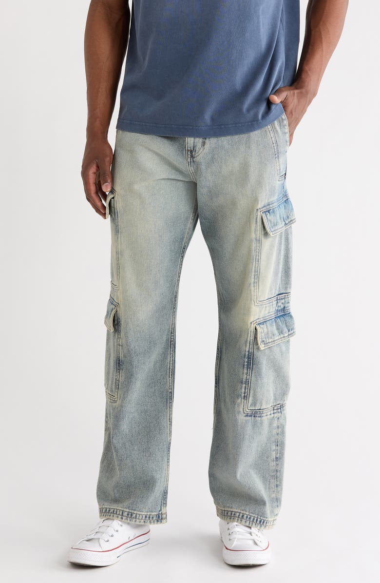 PacSun Clark Baggy Cargo Jeans, Main, color, Medium Indigo