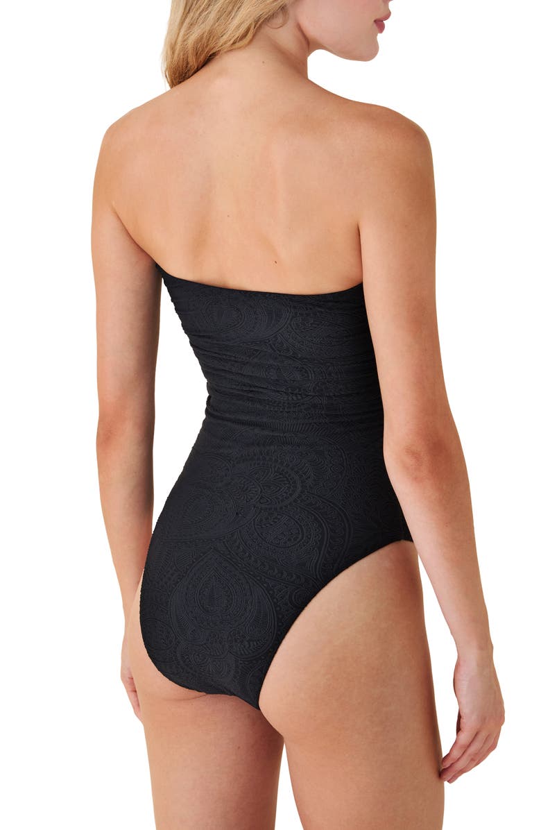 Andie Pana Strapless One-Piece Swimsuit, Alternate, color, Black Paisley