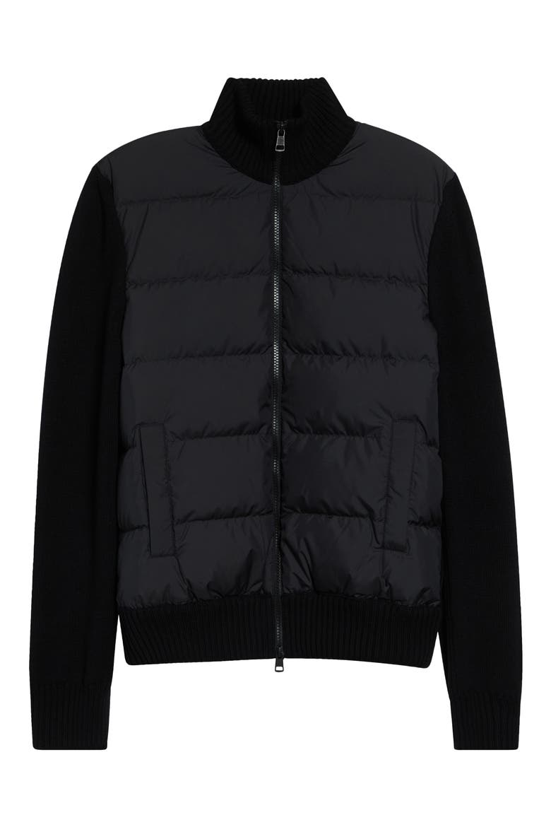 Wool Puffer Cardigan, Main, color, BLACK