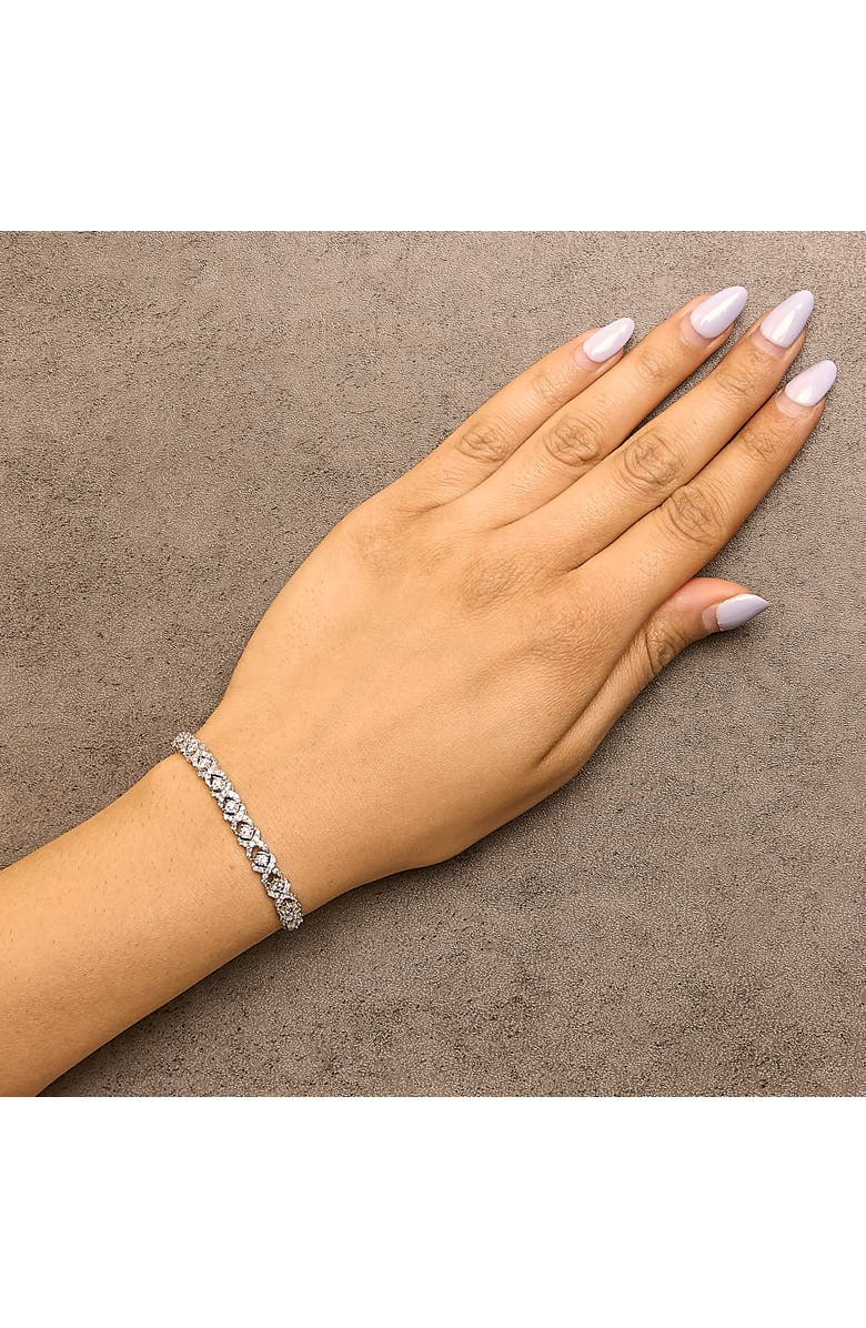 Haus of Brilliance Silver 1.0 Cttw Diamond X Link Bolo Bracelet, Alternate, color, White