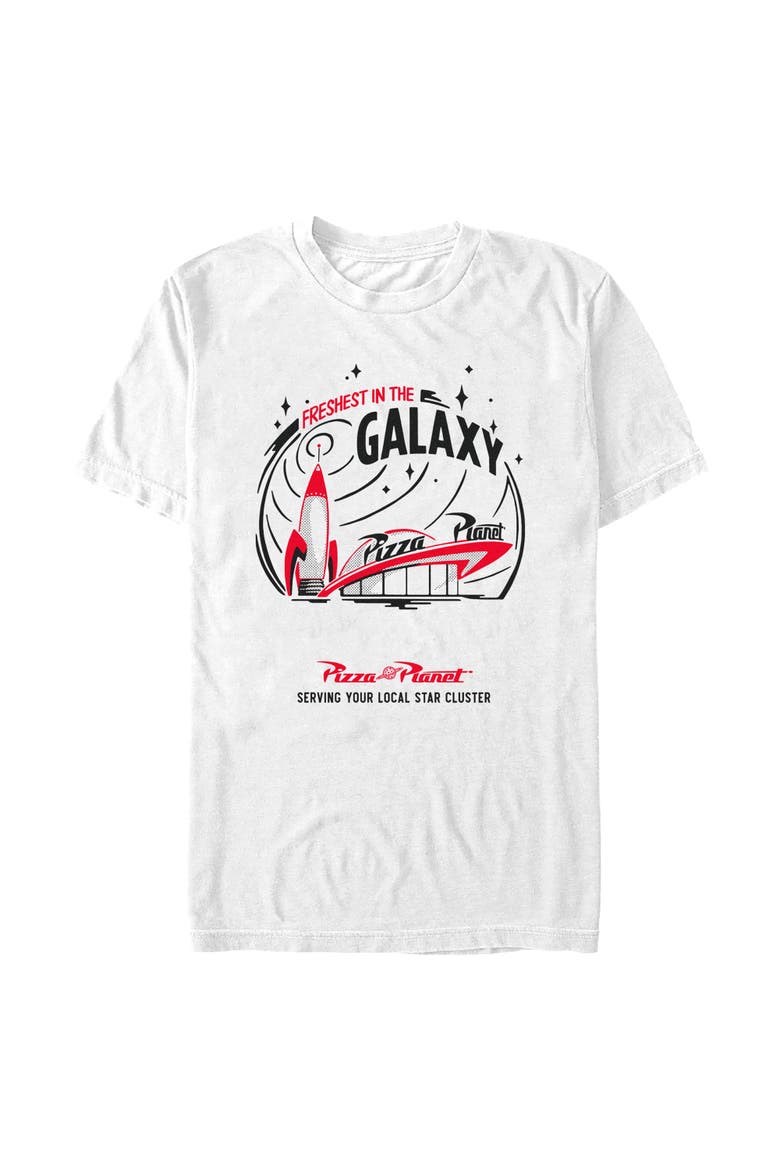 Men's Toy Story Pizza Planet Freshest In The Galaxy  Graphic T-Shirt, Alternate, color, White