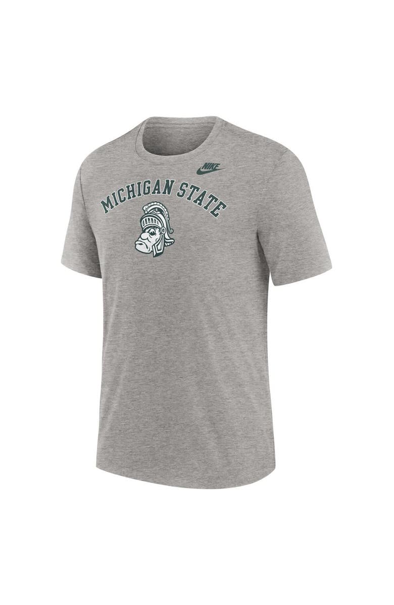 Nike Men's Nike Heather Gray Michigan State Spartans Legacy Arch Tri-Blend T-Shirt, Alternate, color, Heather Gray
