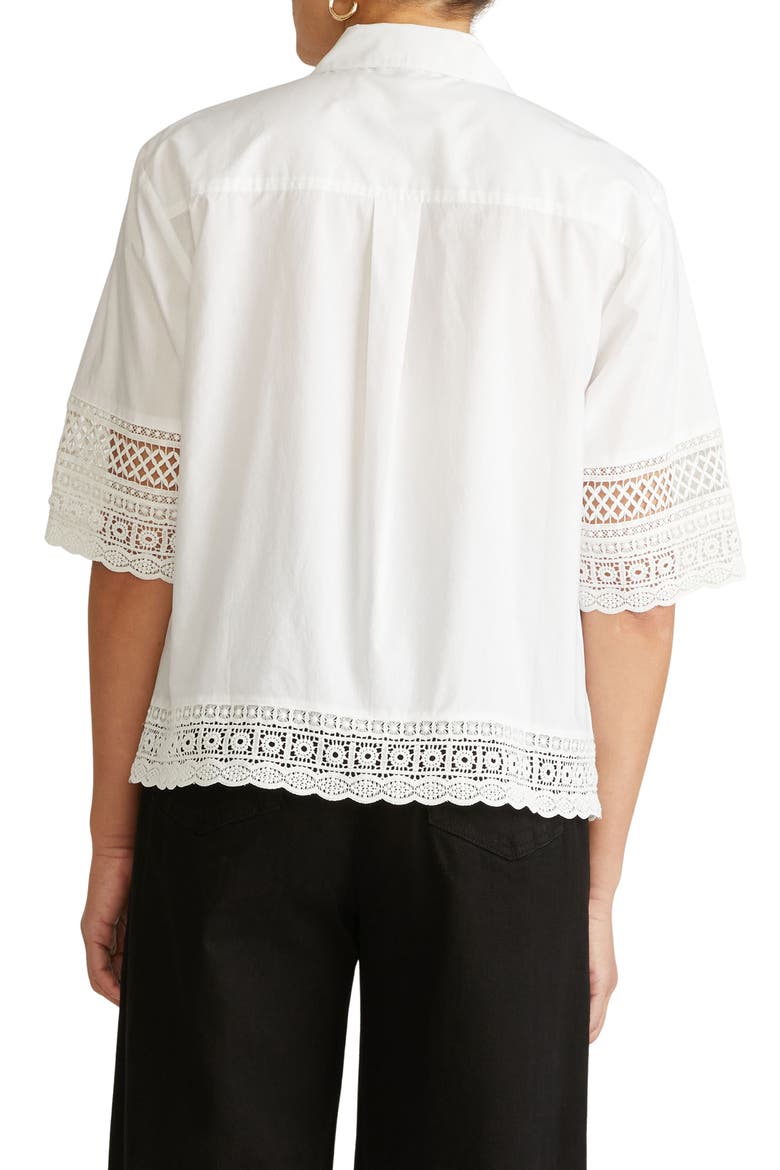 Dora Poplin Button-Up Top, Alternate, color, WHITE
