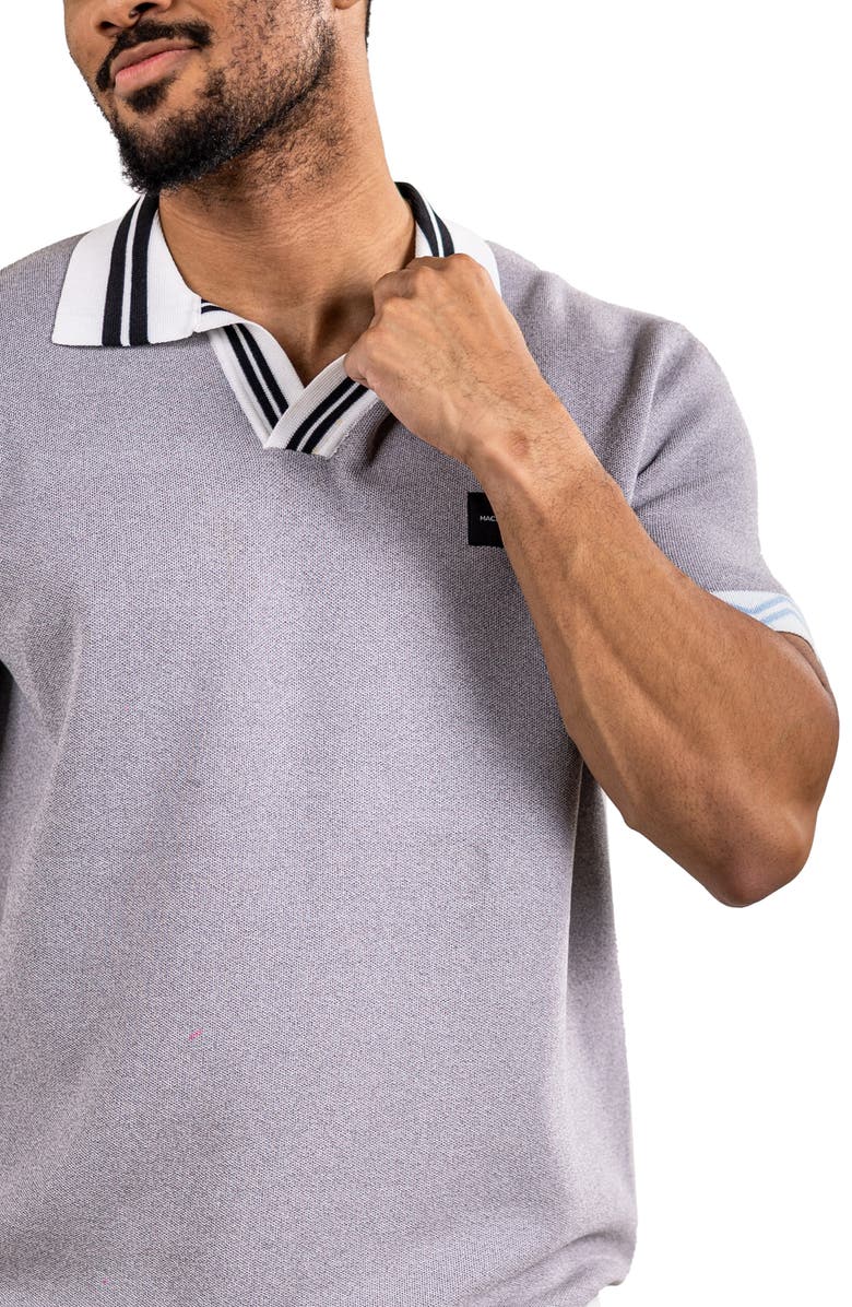 Maceoo Ascension Tipped Knit Polo, Alternate, color, Grey