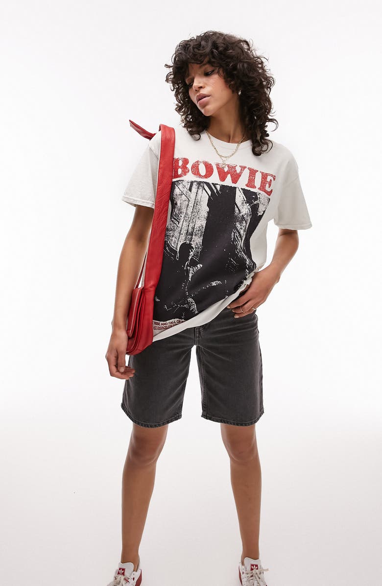 Topshop Bowie Oversize Cotton Graphic T-Shirt, Main, color,
