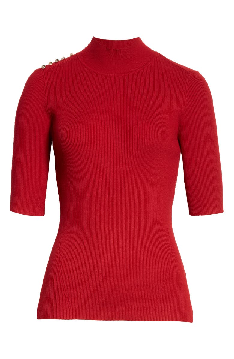Ted Baker London Tansiey Button Detail Ribbed Mock Neck Sweater, Alternate, color, 