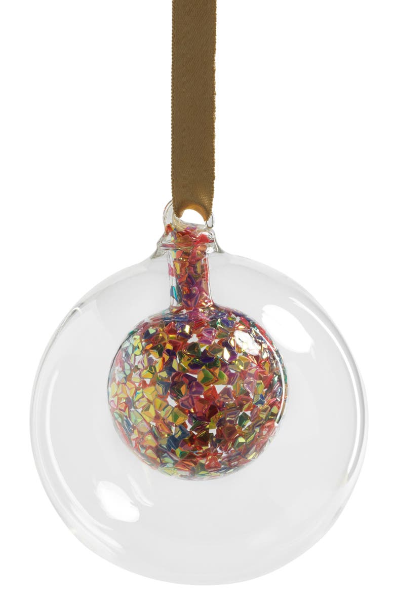 Zodax Pentagon Set of 2 Glass Ornaments, Main, color, Multicolored