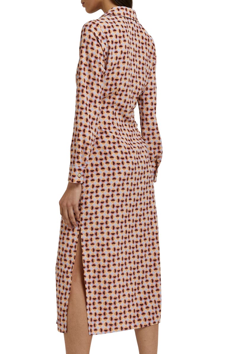 River Island Geometric Print Long Sleeve Midi Shirtdress, Alternate, color, 