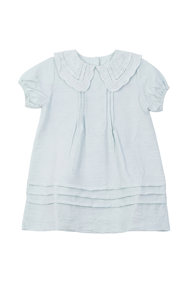 Textured Embroidered Collar Puff Sleeve Dress, Main, color, Dusty Blue