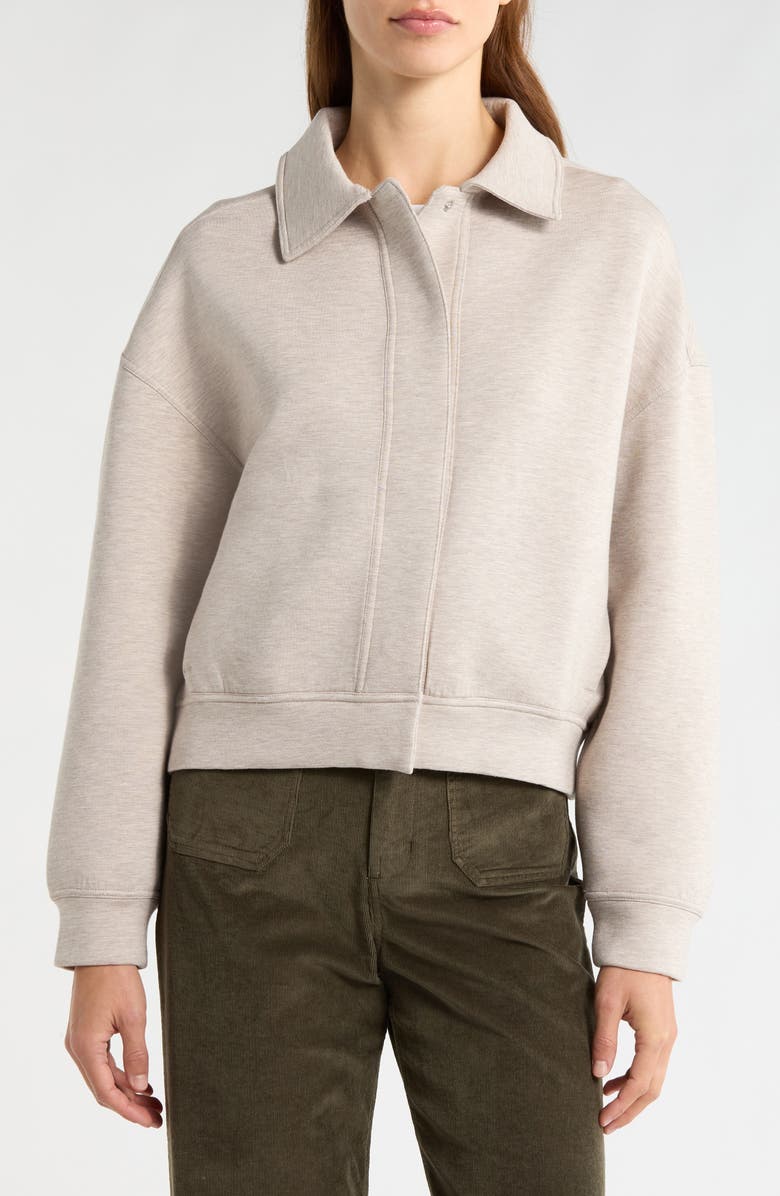 TravisMathew Cloudscape Button-Up Jacket, Alternate, color, Heather Savannah Tan