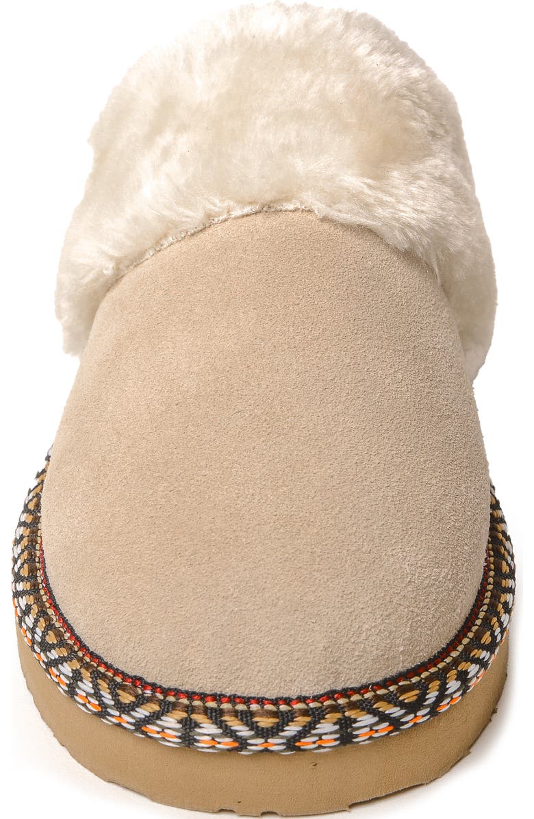 Minnetonka Cerise Faux Fur Scuff Slipper, Alternate, color, Stone