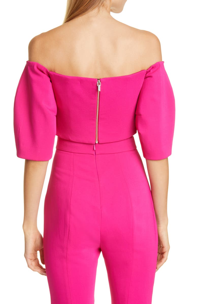 CUSHNIE Off the Shoulder Crop Top, Alternate, color,