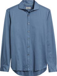 Canali Regular Fit Cotton Jersey Button-Up Shirt