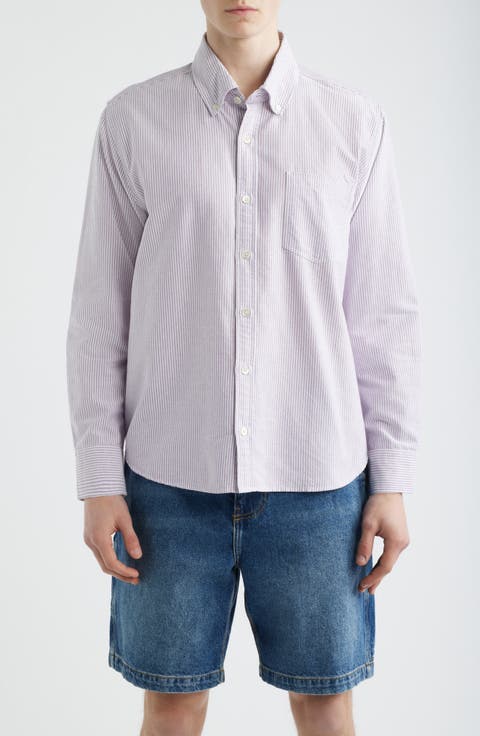Stripe Cotton Button-Down Oxford Shirt