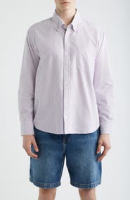 Corridor Stripe Cotton Button-Down Oxford Shirt