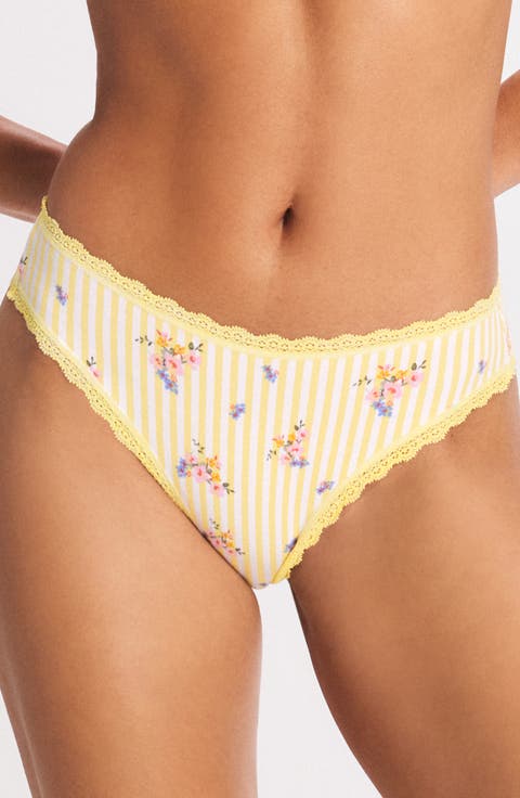 Essentials Lace Trim Stretch Cotton Cheeky Briefs