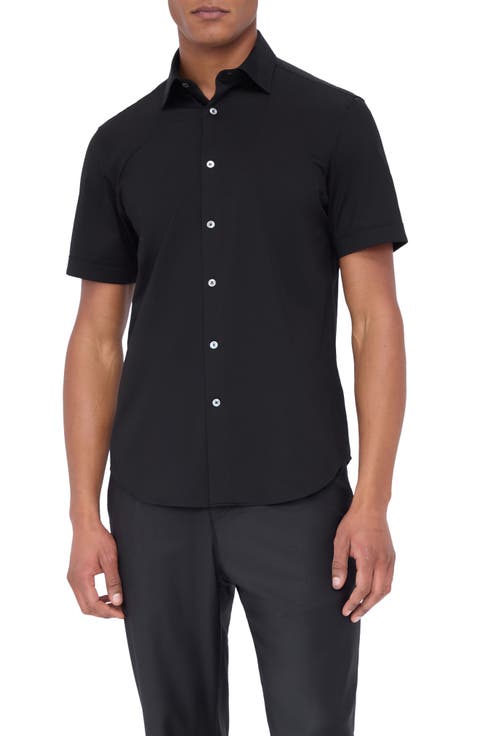 Miles OoohCotton® Solid Short Sleeve Button-Up Shirt