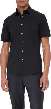 Bugatchi Miles OoohCotton® Solid Short Sleeve Button-Up Shirt