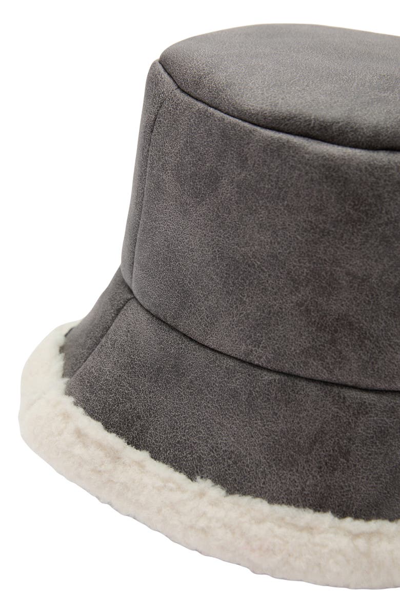 MANGO Faux Shearling Bucket Hat, Alternate, color,