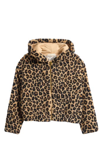 Margaux And Lexi Kids' Leopard Print Fleece Zip-up Jacket In Multi