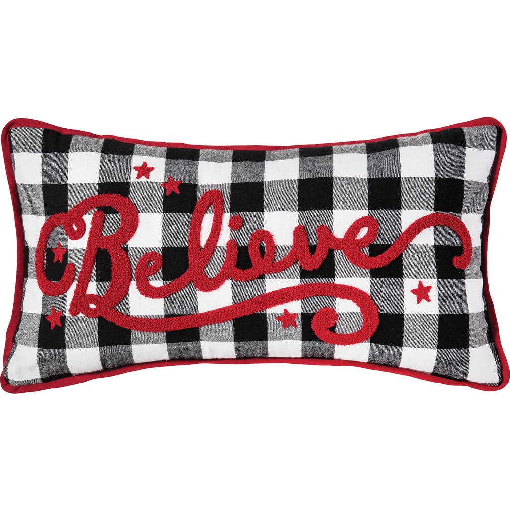C & F Home C&f Home Franklin Farmhouse Check Believe Christmas Accent Pillow, 12" X 24" In Black