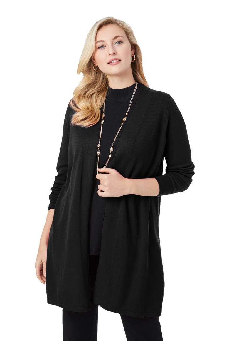 Jessica London Fine Gauge Cardigan Topper, Main, color, Black