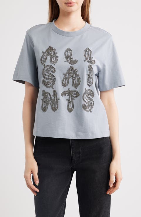 Ella Lisa Beaded Cotton T-Shirt