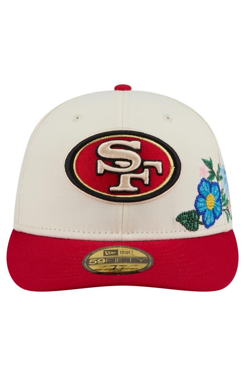 New Era Men's New Era Cream/Scarlet San Francisco 49ers Tonal Floral 59FIFTY Fitted Hat, Alternate, color, Cream