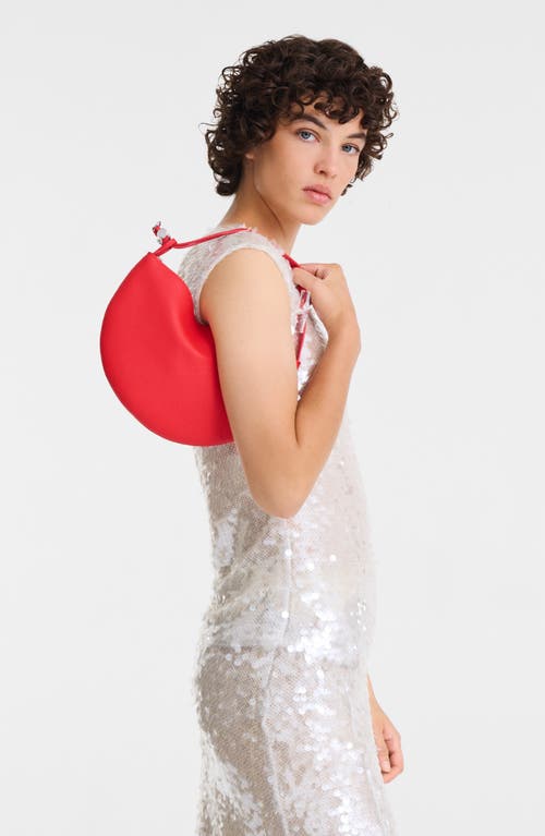 Longchamp Le Roseau Leather Wristlet Clutch In Red