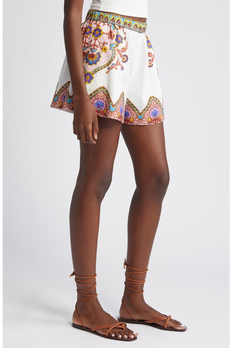 Malcom Placed Print Cotton & Linen Shorts, Alternate, color, LAGOS PRINT