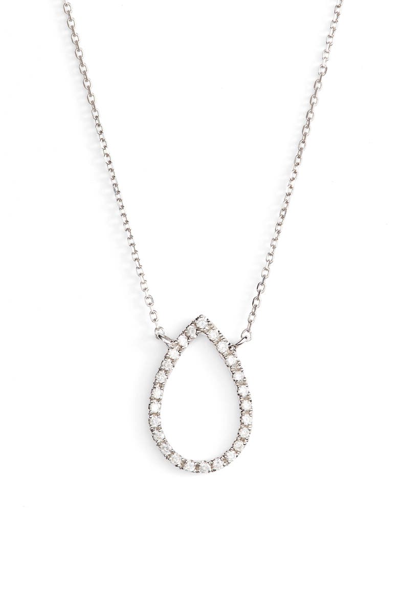 Marquise Diamond Pendant Necklace, Main, color, WHITE GOLD
