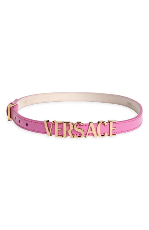 Versace Logo Leather Belt In Pink