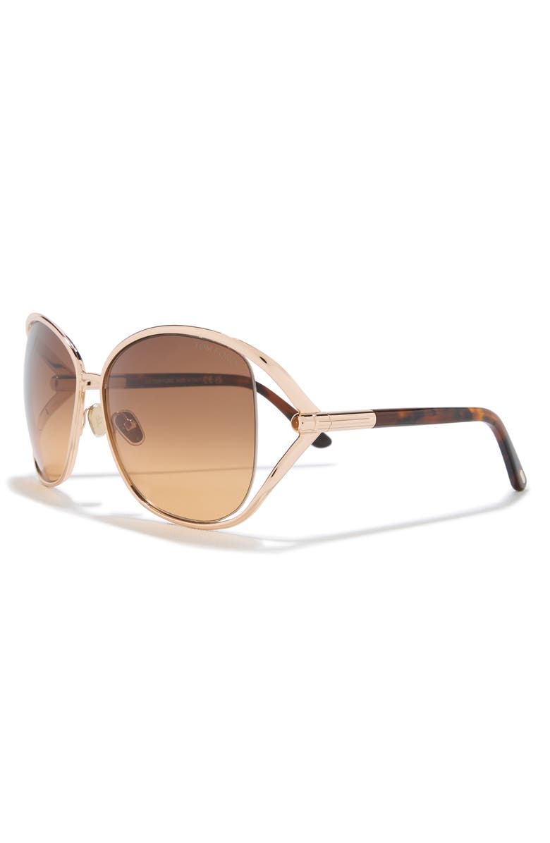 TOM FORD 62mm Round Sunglasses, Alternate, color, Shiny Rose Gold