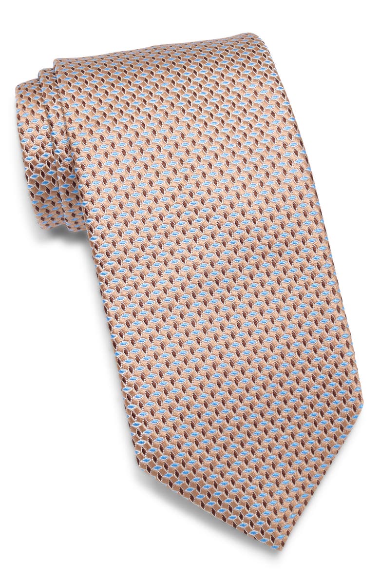 David Donahue Geo Jacquard Silk Tie, Main, color, Cocoa