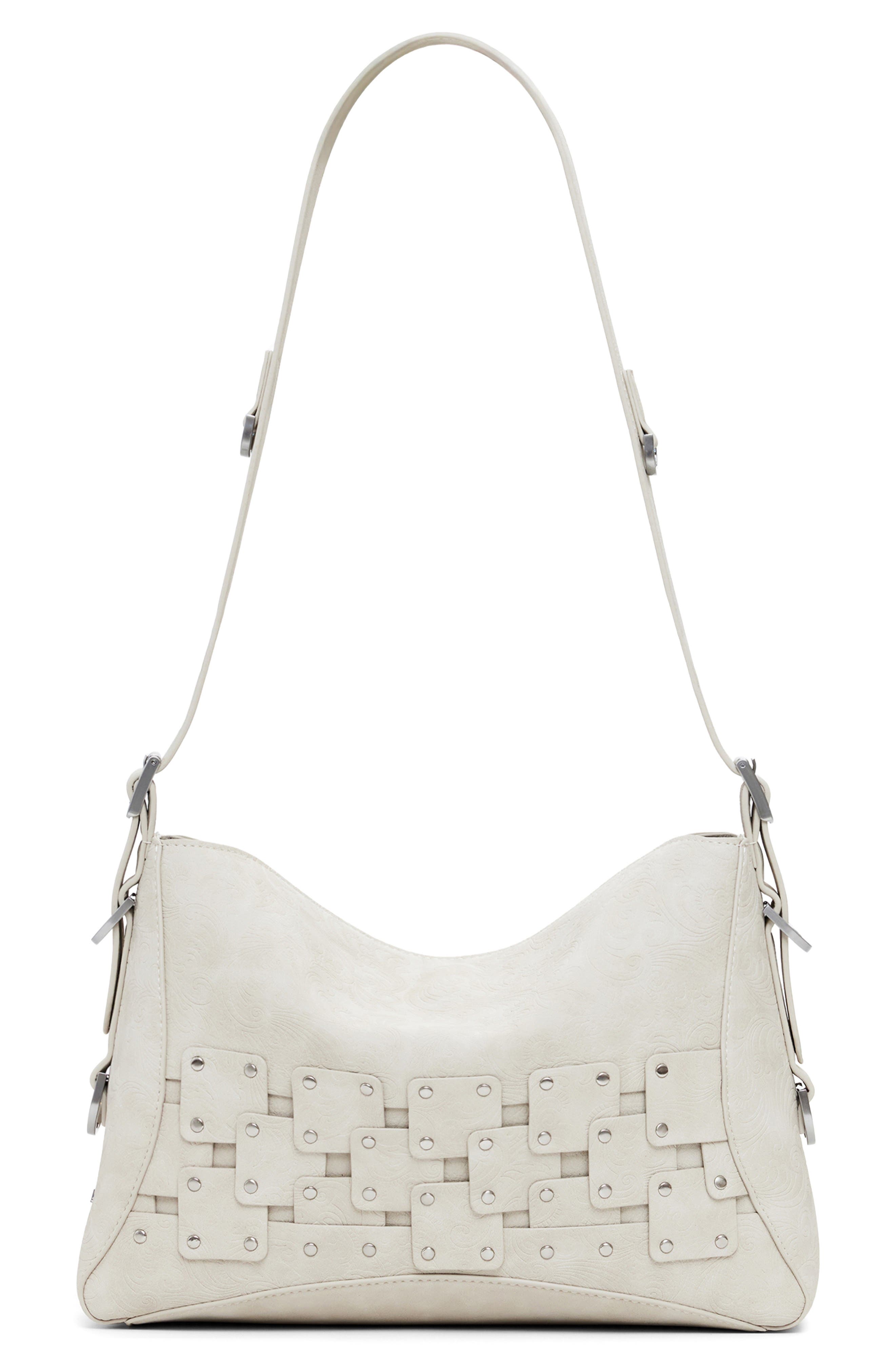Desigual Stud Detail Shoulder Bag, Alternate, color, Light Gray
