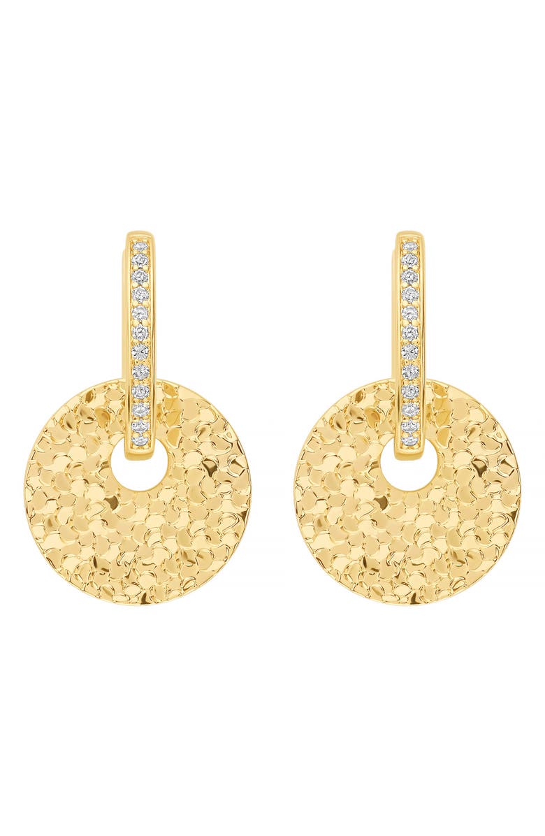 ATHRA LUXE Dolce Sole Textured Round Drop Huggie Hoop Earrings, Main, color, Gold