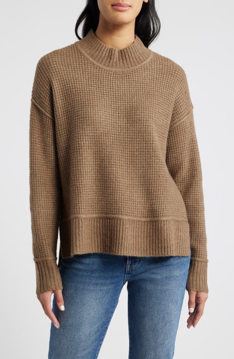 Waffle Stitch Mock Neck Sweater