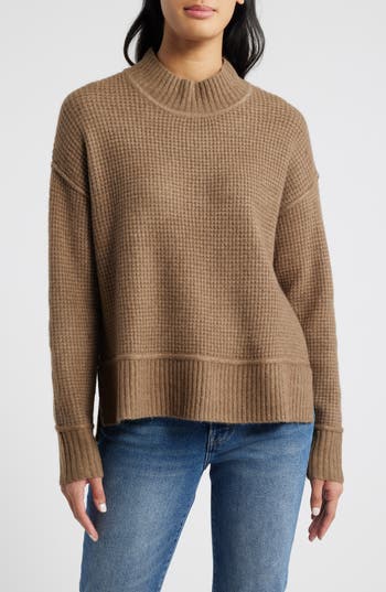 Shop Lucky Brand Waffle Stitch Mock Neck Sweater In Shitake