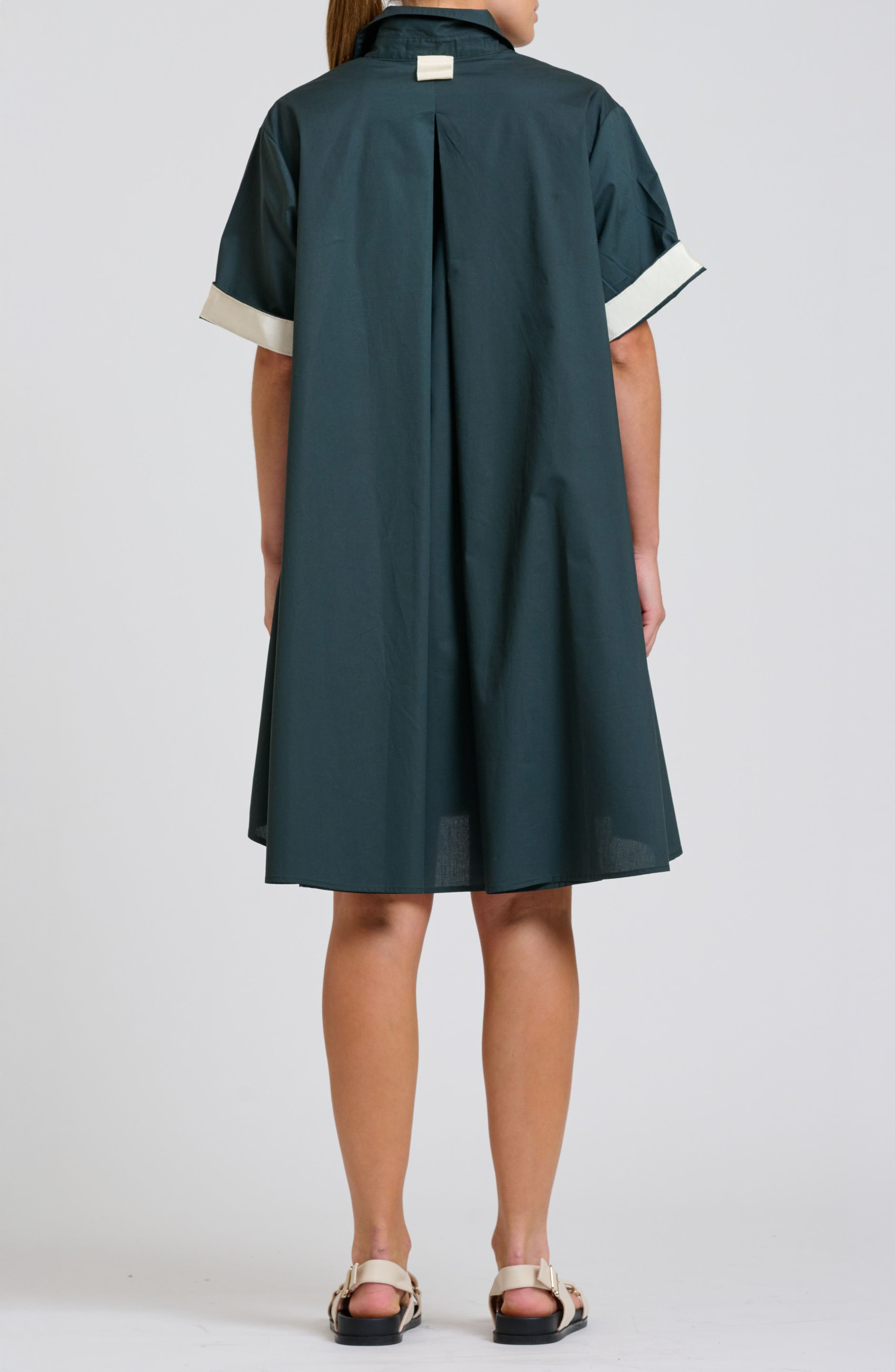 Grossgrain Ribbon Cotton Trapeze Shirtdress (Women) | Nordstrom