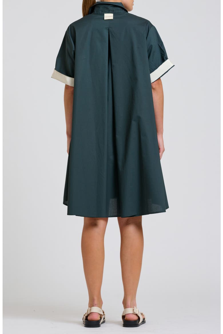 Grossgrain Ribbon Cotton Trapeze Shirtdress, Alternate, color, SLATE