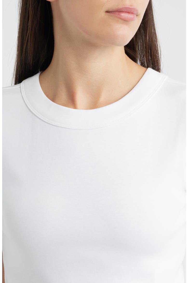 Crop Stretch Cotton T-Shirt, Alternate, color, WHITE