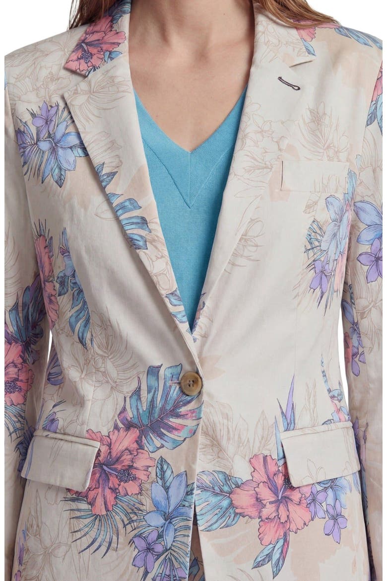 Exotic Floral Womens Tailored Blazer, Alternate, color, EXOTIC FLORAL NEUTRAL