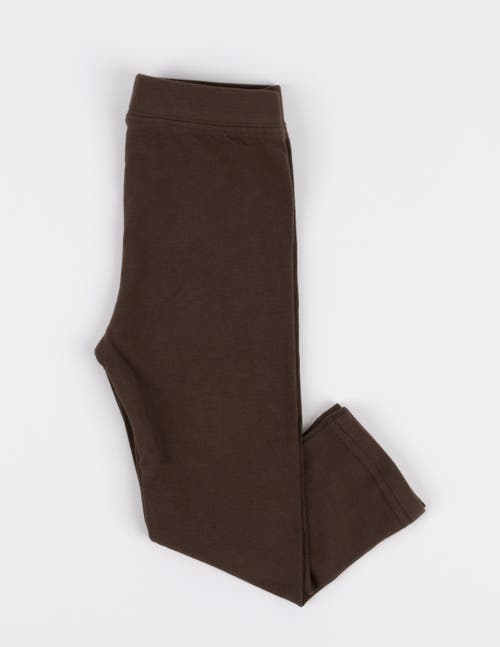 Leveret Girls Cotton Leggings, Solid Colors In Brown