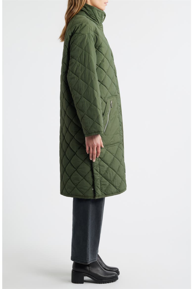 Quilted Long Coat, Alternate, color, OLIVE