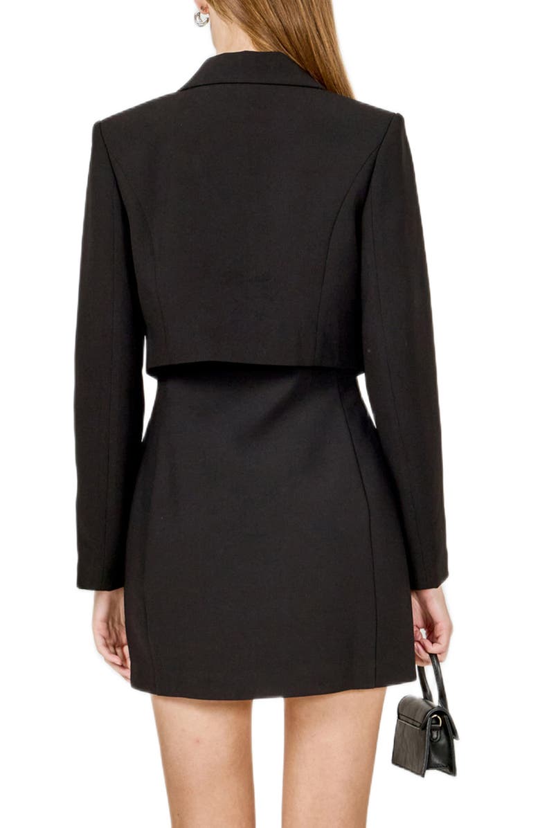 Endless Rose Rhinestone Bow Detail Crop Jacket, Alternate, color, Black