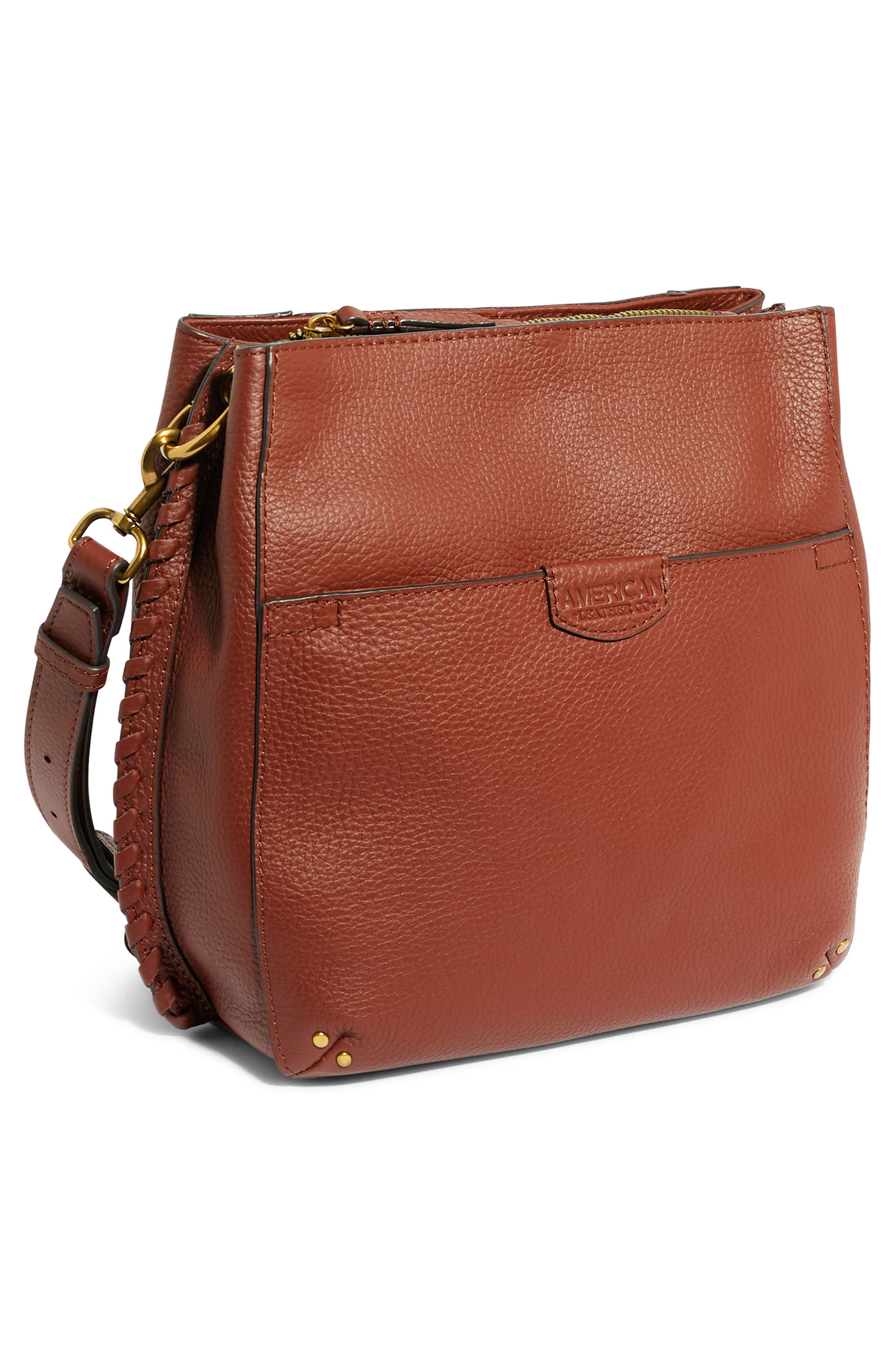 Luca Triple Pocket Leather Crossbody Bag, Alternate, color, BRANDY SMOOTH