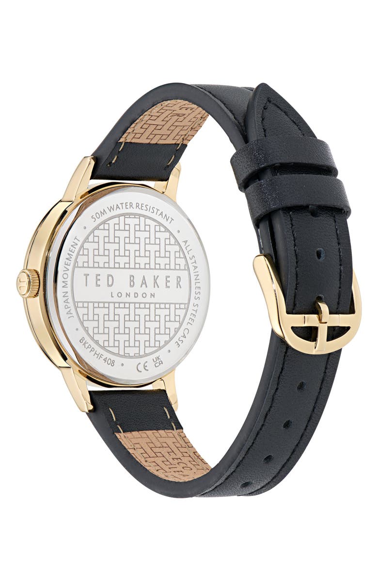 Ted Baker Phylipa Recycled Stainless Steel Leather Strap Watch, 36mm, Alternate, color, Black