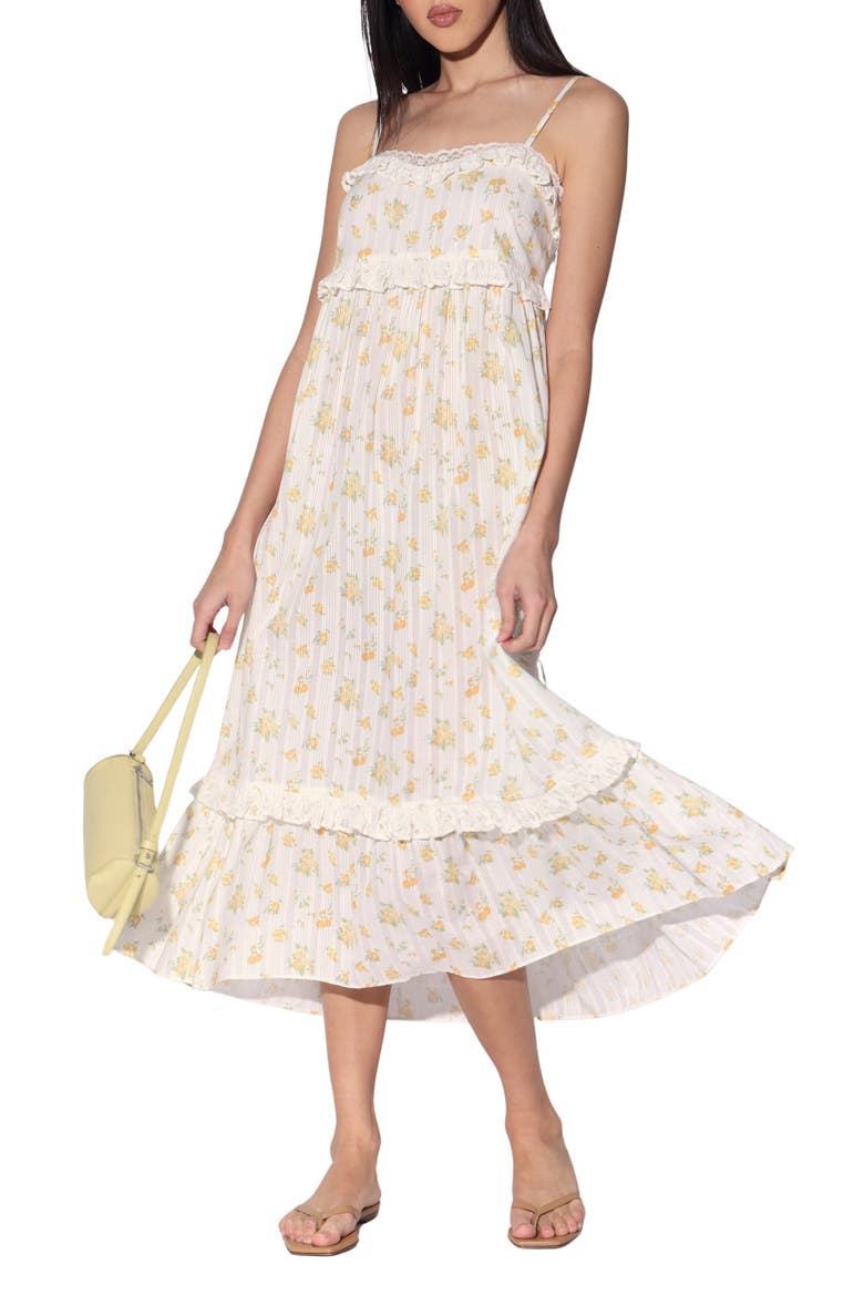 Carla Cotton Midi Dress, Main, color, YELLOW BOUQUET