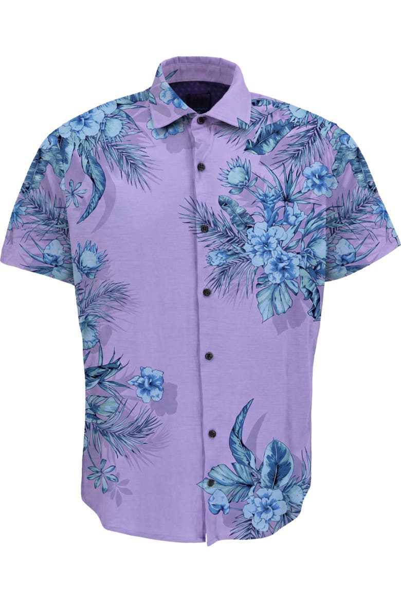 Mali Floral Mens Short Sleeve Shirt, Alternate, color, Lavender