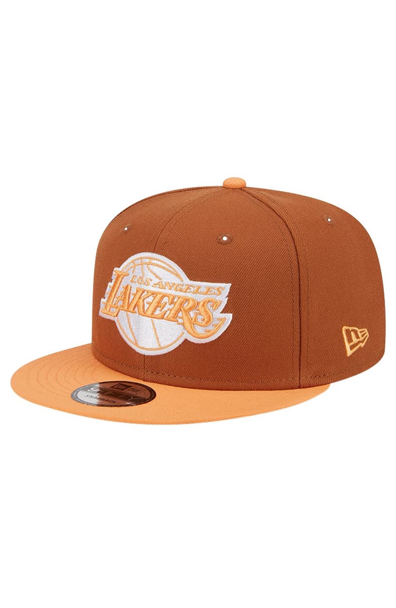 New Era Men's New Era Brown/Orange Los Angeles Lakers 2-Tone Color Pack 9FIFTY Snapback Hat, Main, color, 